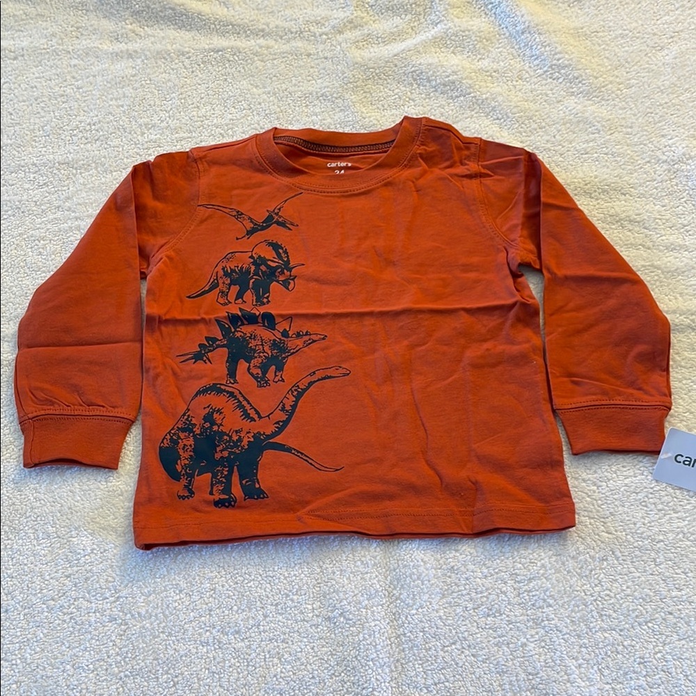 Carter's Orange Long Sleeve Tee with Dinosaur Print